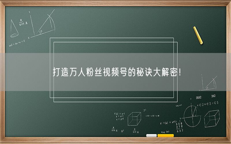 打造万人粉丝视频号的秘诀大解密！